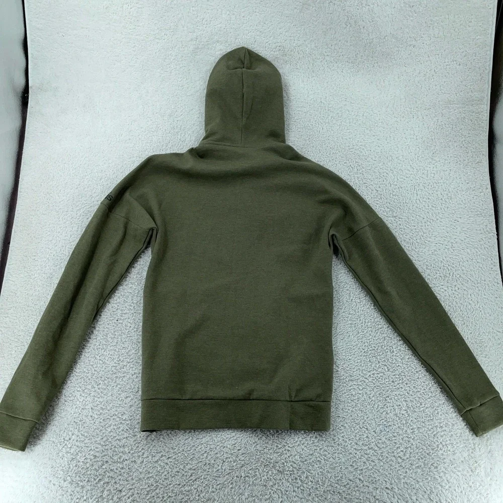 Adidas Hoodie Mens Small Olive Green Full Zip Sweatshirt Drawstring Logo‎ DU1537
